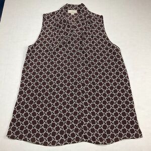 LOFT Sleeveless Blouse Link Print Lightweight Dressy Office Casual Shirt Small